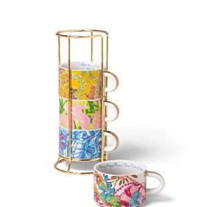 New LILLY PULITZER Target espresso mugs with caddy